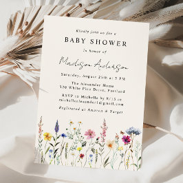 Elegant Wildflower Meadow Cream Baby Shower Einladung