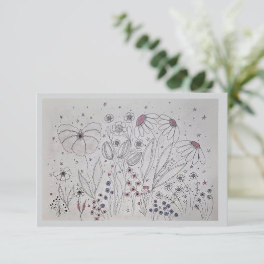 Elegant Wildflower Meadow Wedding RSVP Card (Stehend Vorderseite)