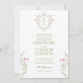 Elegant Wildflower Meadow Wreath Wedding Einladung (Vorderseite)