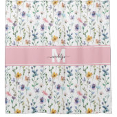 Elegant Wildflower Monogram Duschvorhang (Vorderseite)