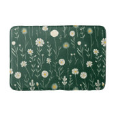 Elegant Wildflower Pattern on Dark Green  Badematte (Vorderseite)