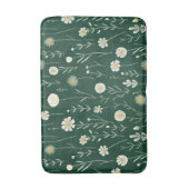Elegant Wildflower Pattern on Dark Green  Badematte (Vorderseite Vertikal)