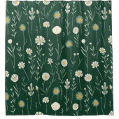 Elegant Wildflower Pattern on Dark Green  Duschvorhang (Vorderseite)