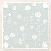 Elegant Wildflower Pattern on Dark Green  Glasuntersetzer (Rückseite)