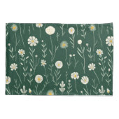 Elegant Wildflower Pattern on Dark Green  Kissenbezug (Rückseite-Links)