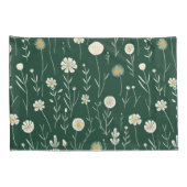 Elegant Wildflower Pattern on Dark Green  Kissenbezug (Rückseite-Rechts)