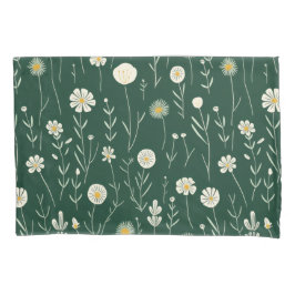 Elegant Wildflower Pattern on Dark Green  Kissenbezug