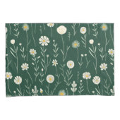 Elegant Wildflower Pattern on Dark Green  Kissenbezug (Vorderseite-Rechts)