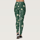 Elegant Wildflower Pattern on Dark Green  Leggings (Rückseite)