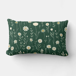 Elegant Wildflower Pattern on Dark Green  Lendenkissen