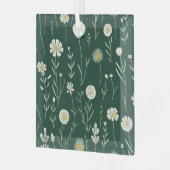 Elegant Wildflower Pattern on Dark Green  Ornament Aus Glas (Vorderseite links)