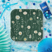 Elegant Wildflower Pattern on Dark Green  Pappteller (Party)