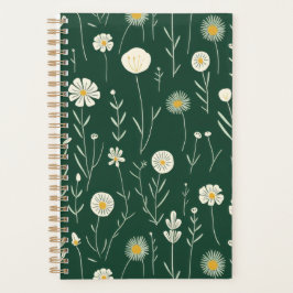 Elegant Wildflower Pattern on Dark Green  Planer