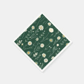 Elegant Wildflower Pattern on Dark Green  Serviette (Ecke)