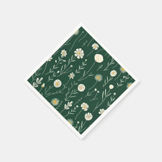 Elegant Wildflower Pattern on Dark Green  Serviette (Ecke)