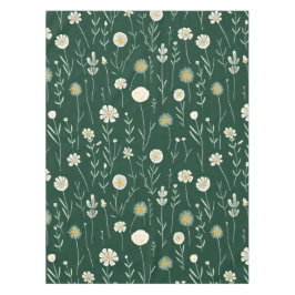 Elegant Wildflower Pattern on Dark Green  Tischdecke
