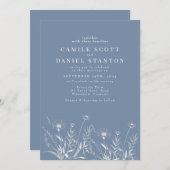Elegant Wildflower Periwinkle Wedding Einladung (Vorne/Hinten)