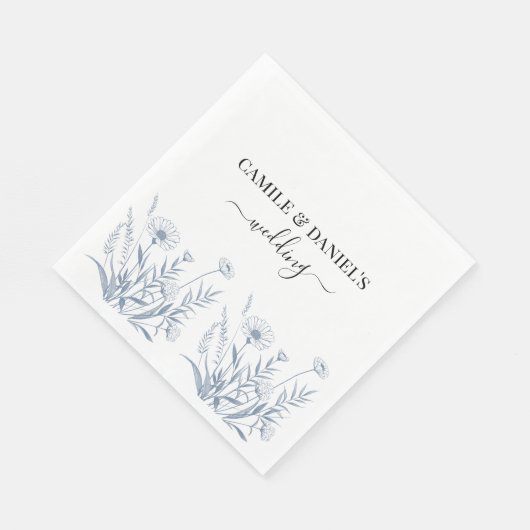 Elegant Wildflower Periwinkle Wedding  Serviette (Ecke)