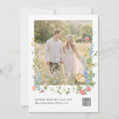 Elegant Wildflower Photo QR Code RSVP Wedding Einladung (Rückseite)