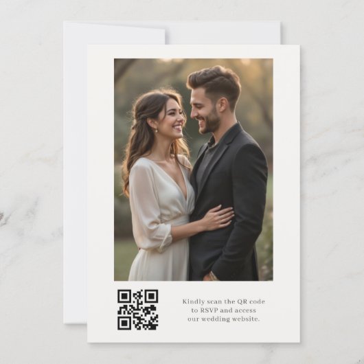 Elegant Wildflower QR Code Photo Wedding Einladung (Rückseite)