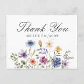 Elegant Wildflower Spring Wedding Custom Thank You Postkarte (Vorderseite)