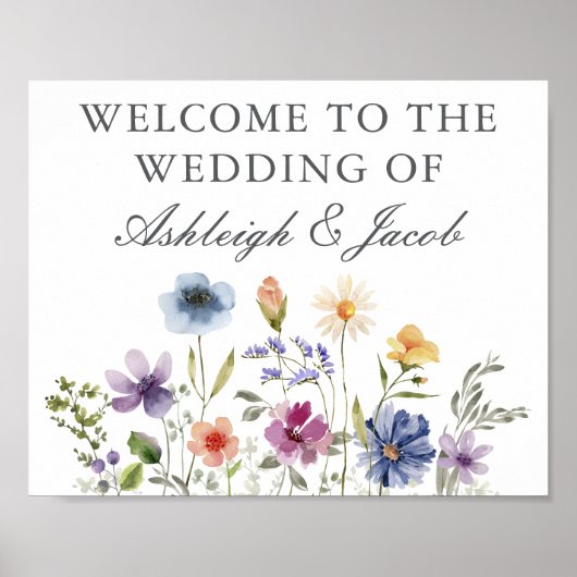 Elegant Wildflower Spring Wedding Custom Welcome Poster (Vorne)