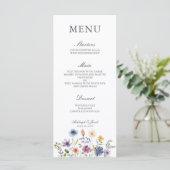 Elegant Wildflower Spring Wedding Dinner Menükarte (Stehend Vorderseite)