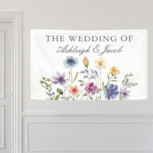Elegant Wildflower Spring Wedding Personalized Banner