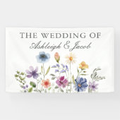 Elegant Wildflower Spring Wedding Personalized Banner (Horizontal)