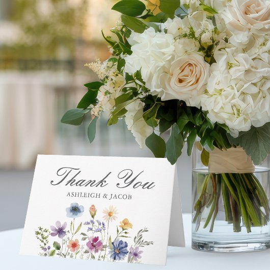 Elegant Wildflower Spring Wedding Personalized Dankeskarte
