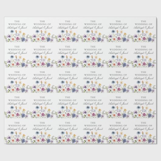 Elegant Wildflower Spring Wedding Personalized Geschenkpapier (Flach)