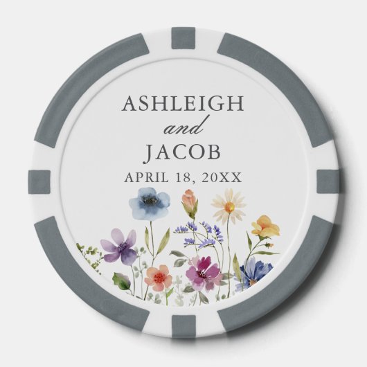 Elegant Wildflower Spring Wedding Personalized Pokerchips (Vorderseite)