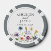 Elegant Wildflower Spring Wedding Personalized Pokerchips (Rückseite)