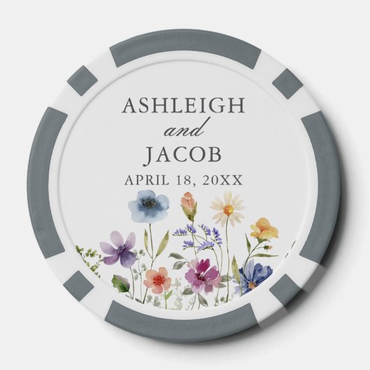 Elegant Wildflower Spring Wedding Personalized Pokerchips (Rückseite)