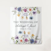 Elegant Wildflower Spring Wedding Photo Booth Wandteppich (Vorderseite)