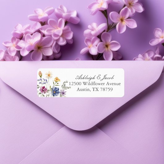 Elegant Wildflower Spring Wedding Return Address