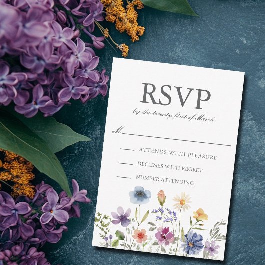 Elegant Wildflower Spring Wedding RSVP Karte