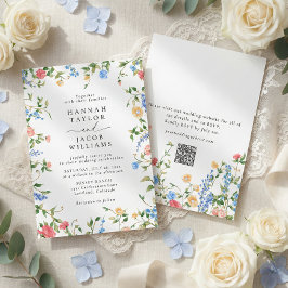 Elegant Wildflower Summer QR Code RSVP Wedding Einladung