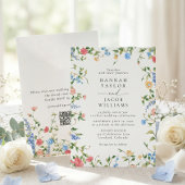 Elegant Wildflower Summer QR Code RSVP Wedding Einladung