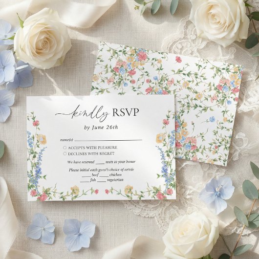 Elegant Wildflower Summer Wedding RSVP Karte