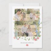 Elegant Wildflower Three Photo Wedding Save The Date (Rückseite)