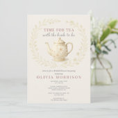 Elegant Wildflower Time for Tea Bridal Shower Einladung (Stehend Vorderseite)