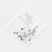 Elegant Wildflower Watercolor Floral 35th Birthday Serviette (Ecke)