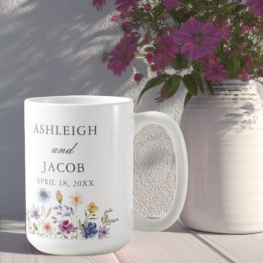 Elegant Wildflower Wedding Anniversary Custom Kaffeetasse