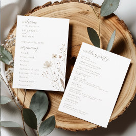 Elegant Wildflower Wedding Ceremony Program Card Einladung