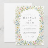 Elegant Wildflower Wedding Invitation Einladung (Vorne/Hinten)