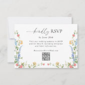 Elegant Wildflower Wedding QR Code RSVP Card Karte (Vorderseite)