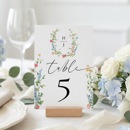 Elegant Wildflower Wedding Reception Tischnummer