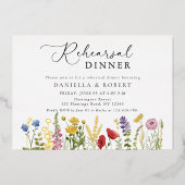 Elegant Wildflower Wedding Rehearsal Dinner Folieneinladung (Vorderseite)