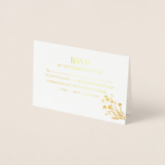 Elegant Wildflower Wedding RSVP Card Folienkarte